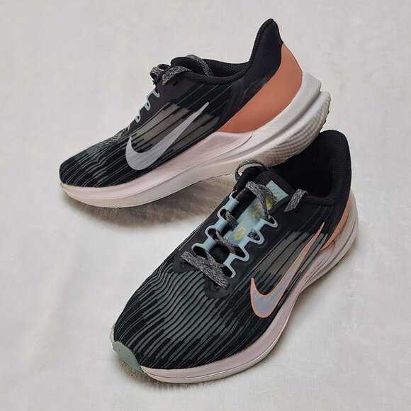 Nike Womens Air Winflo 9 Black Pink Running Shoes Sneakers Size 7 DD8686-004 - Picture 5 of 12